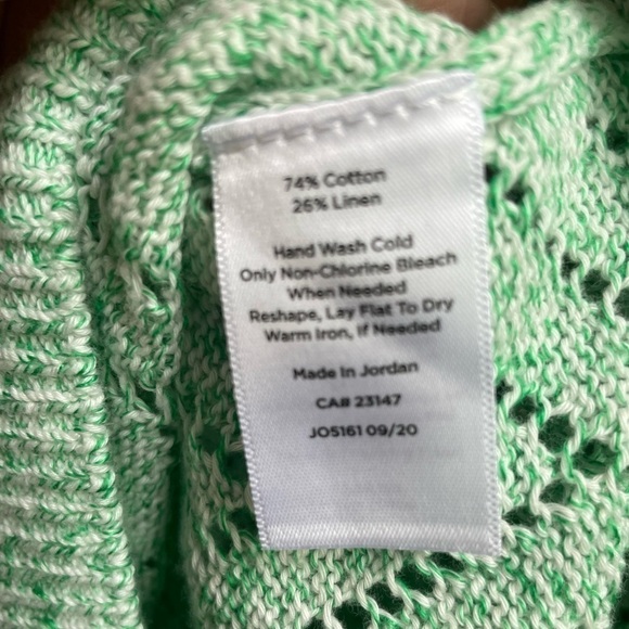 NWOT Talbots Cotton Linen Pointelle Sweater Marled Pastel Green. Size X - Picture 7 of 8